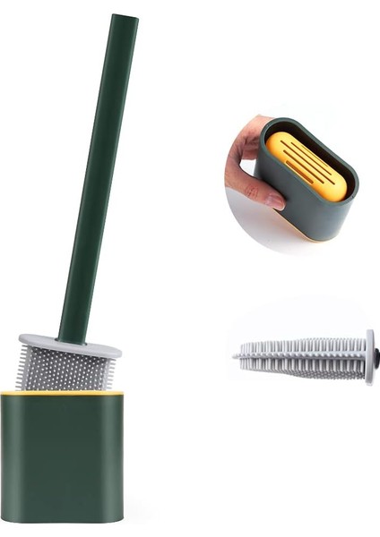 Tuvalet Fırçası, Tuvalet Fırçası, Silikon Tuvalet Fırçası, Asma Fırçası, Tuvalet Fırçası, Uzun, Su Filtresi Tabanlı Hijyenik Tutuculu ve Çabuk Kuruyan (Yeşil) (Yurt Dışından)