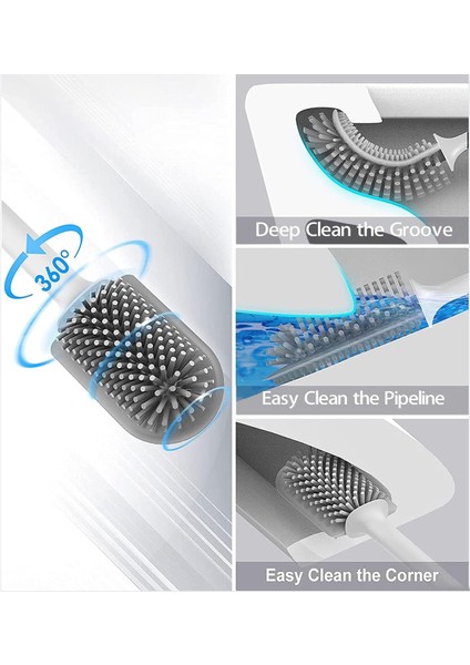 Tuvalet Fırçası, Duvara Montajlı ve Yer Standlı Silikon Tuvalet Fırçası Seti, Çift Taraflı Temizleme Fırçası Başlığı, Uzun Saplı ve Kablı (Yurt Dışından) fiyatları