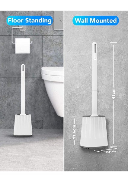 Tuvalet Fırçası, Duvara Montajlı ve Yer Standlı Silikon Tuvalet Fırçası Seti, Çift Taraflı Temizleme Fırçası Başlığı, Uzun Saplı ve Kablı (Yurt Dışından) fırsatları