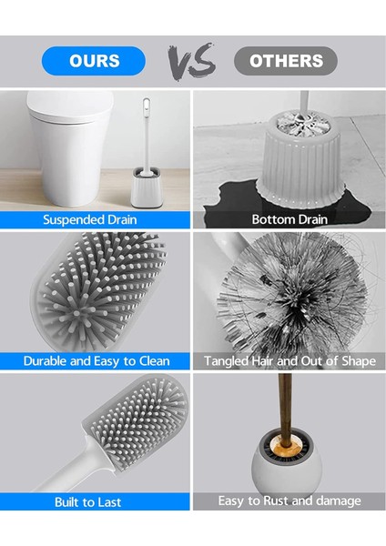 Tuvalet Fırçası, Duvara Montajlı ve Yer Standlı Silikon Tuvalet Fırçası Seti, Çift Taraflı Temizleme Fırçası Başlığı, Uzun Saplı ve Kablı (Yurt Dışından) indirimleri