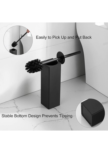 Siyah Tuvalet Fırçası ve Büyü Silikon Tuvalet Fırçası, Banyo Için 2 Fırça Başlığıyla, Kare (Yurt Dışından) fırsatları