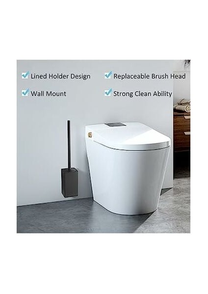 (SIYAH)304 Paslanmaz Çelik Kare Duvara Monte Tuvalet Fırçalığı, 1 Fırça Başlıklı (Yurt Dışından) fiyatları