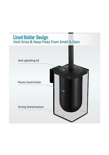 (SIYAH)304 Paslanmaz Çelik Kare Duvara Monte Tuvalet Fırçalığı, 1 Fırça Başlıklı (Yurt Dışından) indirimleri