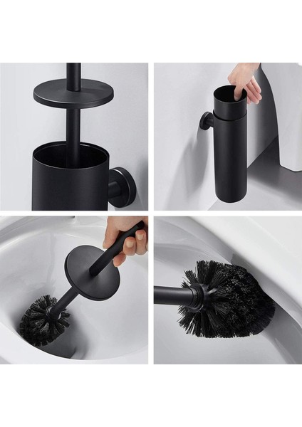 Paslanmaz Çelik Tuvalet Fırçası, Duvara Monte Tuvalet Fırçası Seti, Kablı Uzun Saplı Tuvalet Fırçası, Mat Siyah. (Yurt Dışından) indirimleri