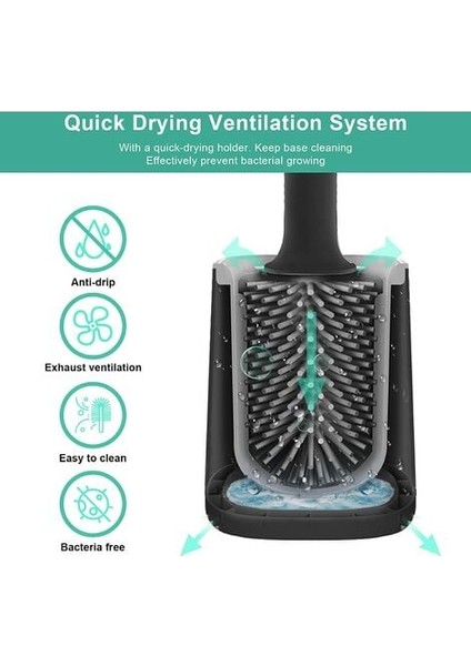 Tuvalet Fırçası, 3'ü 1 Arada Çok Fonksiyonlu Fırça Başlığı ve Çabuk Kuruyan Tutuculu Silikon Tuvalet Fırçası, Banyo Için Duvara Monte Tuvalet Süpürgesi (Siyah).. (Yurt Dışından) modelleri
