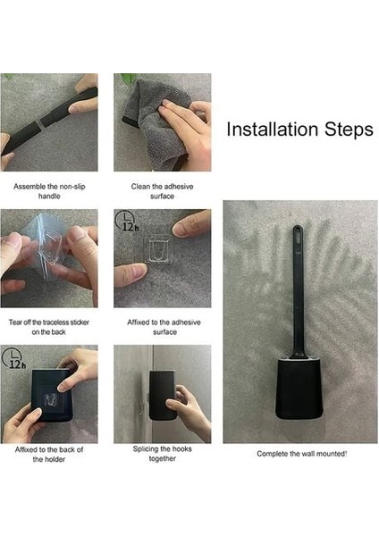 Tuvalet Fırçası, 3'ü 1 Arada Çok Fonksiyonlu Fırça Başlığı ve Çabuk Kuruyan Tutuculu Silikon Tuvalet Fırçası, Banyo Için Duvara Monte Tuvalet Süpürgesi (Siyah).. (Yurt Dışından) fırsatları