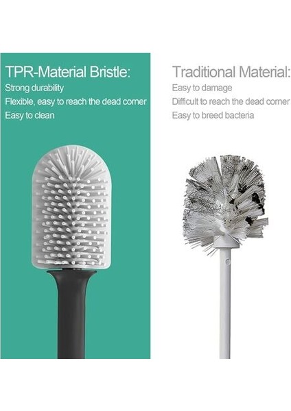 Tuvalet Fırçası, 3'ü 1 Arada Çok Fonksiyonlu Fırça Başlığı ve Çabuk Kuruyan Tutuculu Silikon Tuvalet Fırçası, Banyo Için Duvara Monte Tuvalet Süpürgesi (Siyah).. (Yurt Dışından) indirimleri