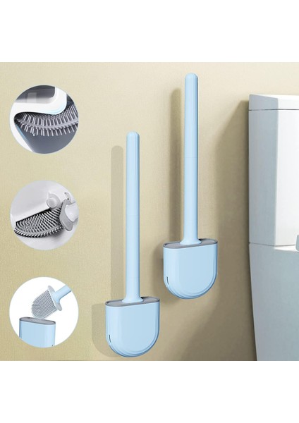 Tuvalet Fırçası, Hızlı Kuruyan Tuvalet Fırçası, 2 Adet Silikon Tuvalet Fırçası ve Tutucular, Su Filtresi Tabanlı, Köşeler ve Tuvaletler Arasındaki Küçük Boşluklar Için (Yurt Dışından)