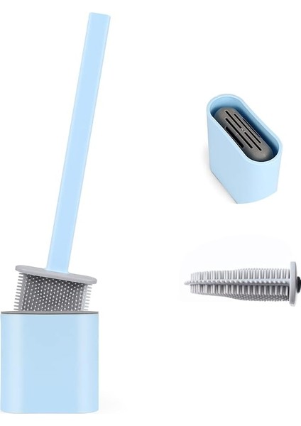Tuvalet Fırçası, Tuvalet Fırçası, Silikon Tuvalet Fırçası, Asma Fırçası, Tuvalet Fırçası, Uzun, Su Filtresi Tabanlı Hijyenik Tutuculu ve Çabuk Kuruyan (Mavi) (Yurt Dışından)