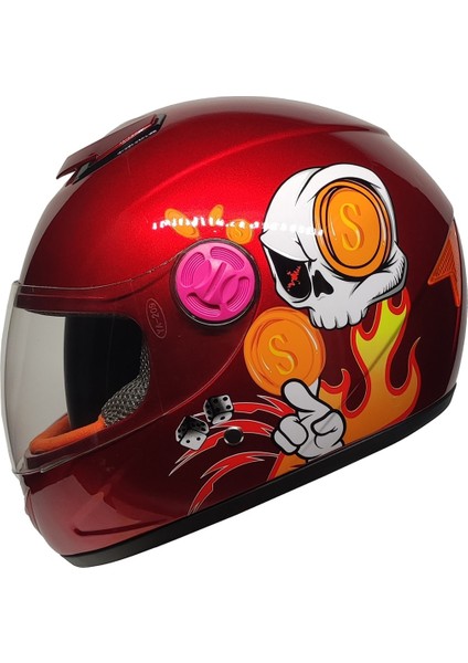 SY118 Çocuk Kaskı Skull Kırmızı