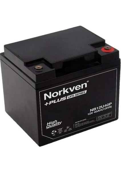 NB12U40P 12V 40AH Kuru Tip Akü Norkven 12VOLT 40AH Kuru Tip Akü 10 Yıl Ömür Beklentili