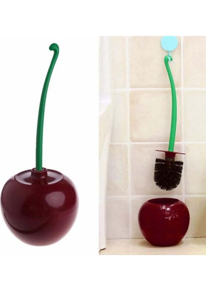 Tuvalet Fırçası Tuvalet Fırçası Plastik Şarap Kırmızı Kiraz Şekilli Tuvalet Fırçası Tutucu Seti (Yurt Dışından) fırsatları