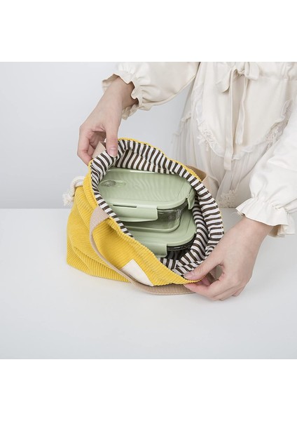 Fitilli Kadife Öğle Yemeği Çantası, Kadınlar, Ofis Çalışanları ve Öğrenciler Için Tote Öğle Yemeği Çantası, Mavi (Sarı) (Yurt Dışından) fiyatları