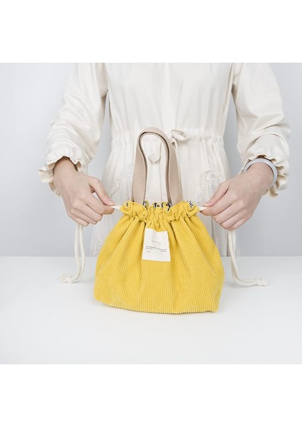 Fitilli Kadife Öğle Yemeği Çantası, Kadınlar, Ofis Çalışanları ve Öğrenciler Için Tote Öğle Yemeği Çantası, Mavi (Sarı) (Yurt Dışından) modelleri