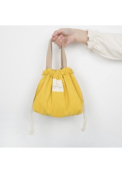 Fitilli Kadife Öğle Yemeği Çantası, Kadınlar, Ofis Çalışanları ve Öğrenciler Için Tote Öğle Yemeği Çantası, Mavi (Sarı) (Yurt Dışından) fırsatları