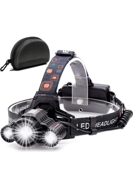 Şarj Edilebilir LED Far, Güçlü El Feneri 4 Mod 3 LED Cree Xml-T6 Zumlanabilir ve Su Geçirmez Kafa Feneri, USB Kablosu ve Kamp Balıkçılık Avcılık Için 2 Pil (Yurt Dışından)