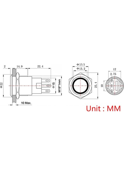 19MM Basmalı Düğme Anahtarı, Gösterge Işığı ile Dıy 12V Anahtar, Mandallama, Metal, Su Geçirmez, 5 Adet Jsankg-07 (Mavi Işık) (Yurt Dışından)