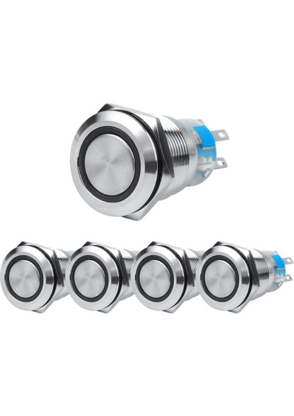 19MM Basmalı Düğme Anahtarı, Gösterge Işığı ile Dıy 12V Anahtar, Mandallama, Metal, Su Geçirmez, 5 Adet Jsankg-07 (Mavi Işık) (Yurt Dışından) fiyatları