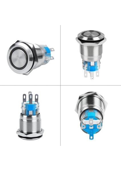 19MM Basmalı Düğme Anahtarı, Gösterge Işığı ile Dıy 12V Anahtar, Mandallama, Metal, Su Geçirmez, 5 Adet Jsankg-07 (Mavi Işık) (Yurt Dışından) modelleri