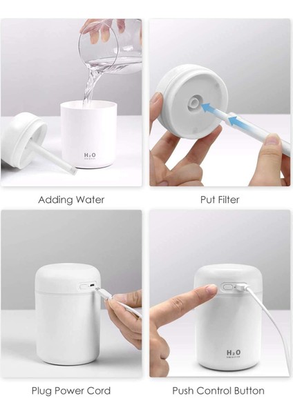 Hava Nemlendirici, 300ML Su Depolu Mini USB Ultrasonik Hava Nemlendirici, Otomatik Kapanma ve Araba, Ofis, Yatak Odası Için Daha Sessiz Renkli Gece Lambası Fonksiyonu (Yurt Dışından) fiyatları