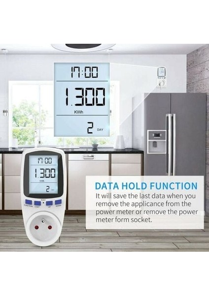 Enerji Sayacı Wattmetre Soketi, 7 Modlu Elektrik Enerjisi Sayacı Soketi, Enerji Tasarrufu Için LCD Ekranlı Enerji Ölçer, 3680W (Yurt Dışından) indirimleri