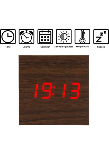 Ahşap Çalar Saat - 3 Parlaklık Seviyesi ve Ses Kontrolüyle Mini Dijital Saat, Aile Seyahatleri Için Mükemmel (Yurt Dışından) fiyatları