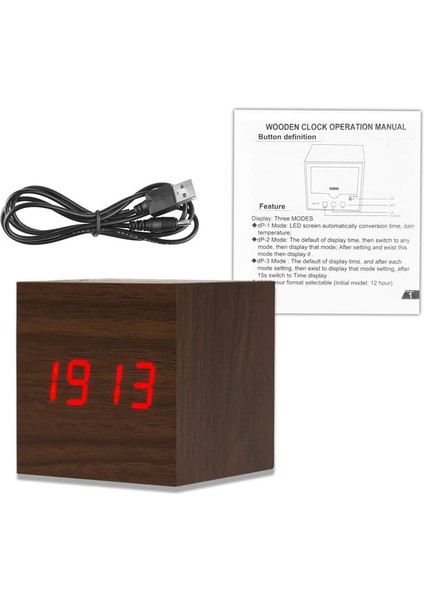 Ahşap Çalar Saat - 3 Parlaklık Seviyesi ve Ses Kontrolüyle Mini Dijital Saat, Aile Seyahatleri Için Mükemmel (Yurt Dışından) indirimleri