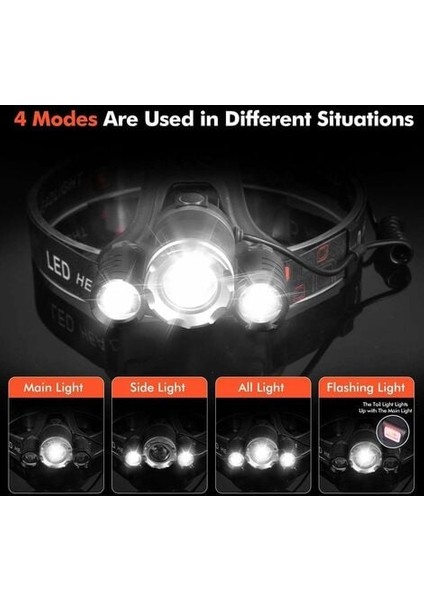 USB Şarj Edilebilir Far Yetişkinler ve Çocuklar Için 6000 Yüksek Lümen Su Geçirmez Açık Havada Kamp, Avcılık, Koşu Için 4 Mod (Gümüş)， (Yurt Dışından) fırsatları