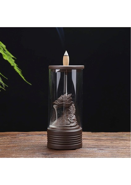 Geri Akış Tütsü Tutucu El Yapımı Seramik Tütsü Brülör, LED Işıkları ve Rüzgar Geçirmez Akrilik Kapak Ev Koku Dekor Aromaterapi Süsleme Için (Yurt Dışından)