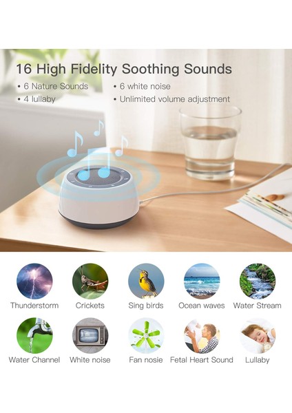 Uyuyan Bebek Yetişkin Çocuklar Için Beyaz Gürültü Makinesi, Gece Işıklı Ses Makinesi, Uyumak Için 16 Yatıştırıcı Ses, Tak, Yatak Odası Için Gürültü Jeneratörü (Yurt Dışından) fırsatları