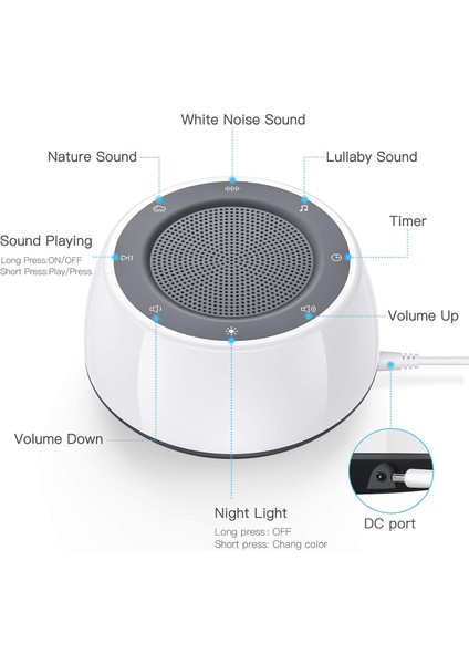 Uyuyan Bebek Yetişkin Çocuklar Için Beyaz Gürültü Makinesi, Gece Işıklı Ses Makinesi, Uyumak Için 16 Yatıştırıcı Ses, Tak, Yatak Odası Için Gürültü Jeneratörü (Yurt Dışından) indirimleri