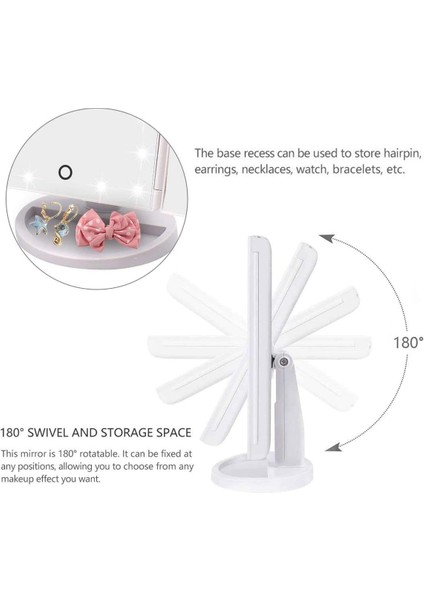 Makyaj Aynası, 1x/2x/3x Üç Katlı Makyaj Aynası, 21 LED Işıklı ve Dokunmatik Ekran Ayarlanabilir Ayna Kozmetik Tezgah Aynası (Beyaz) (Yurt Dışından) fiyatları