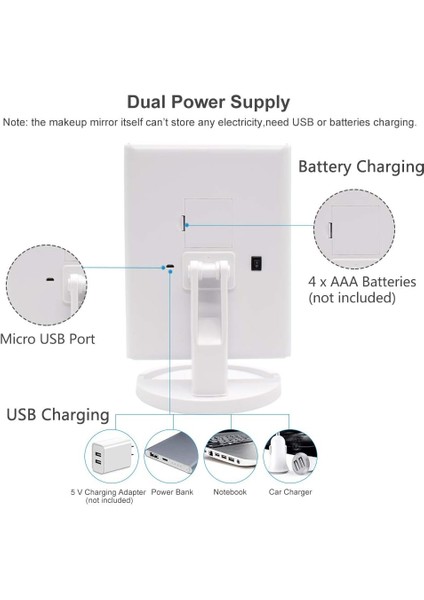 Makyaj Aynası, 1x/2x/3x Üç Katlı Makyaj Aynası, 21 LED Işıklı ve Dokunmatik Ekran Ayarlanabilir Ayna Kozmetik Tezgah Aynası (Beyaz) (Yurt Dışından) indirimleri