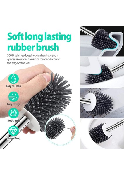 Şık Silikon Tuvalet Fırçası - Tutuculu Tuvalet Fırçası - Üstün Kaliteli Tuvalet Fırçası - Siyah Sıhhi Tuvalet Fırçası Tutucu (Yurt Dışından) modelleri