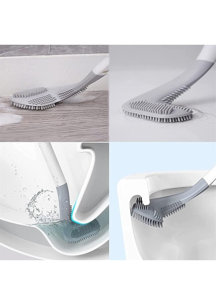 Golf Silikon Tuvalet Fırçası Uzun Saplı Duvara Monte Temizlik Tuvalet Fırçası Tutucu Setli (Siyah) (Yurt Dışından) fiyatları