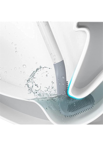 Golf Silikon Tuvalet Fırçası Uzun Saplı Duvara Monte Temizlik Tuvalet Fırçası Tutucu Setli (Siyah) (Yurt Dışından) modelleri