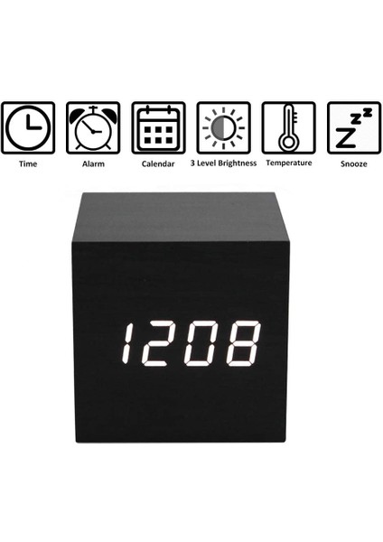 Ahşap Çalar Saat - 3 Parlaklık Seviyesi ve Ses Kontrolü ile Mini LED Dijital Saat, Aile Seyahatleri Için Mükemmel (Yurt Dışından) fiyatları