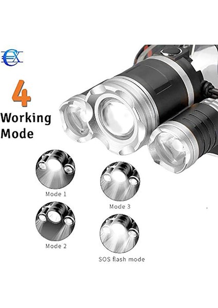 4 Aydınlatma Moduna Sahip Şarj Edilebilir LED Far Kamp/balık Tutma/bisiklet Sürme/koşma/avlanma ve Diğer Sporlar Için Idealdir Yüksek Güç 9.000 Lm (Yurt Dışından) fırsatları