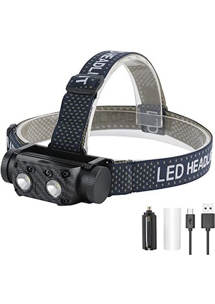 Şarj Edilebilir LED Far 2000 Lümen Güçlü Farlar, 2 x Xml-L2 LED Çıkarılabilir Hareket Sensörlü Far, Dış Mekan, Balık Tutma, Okuma Için (Yurt Dışından)