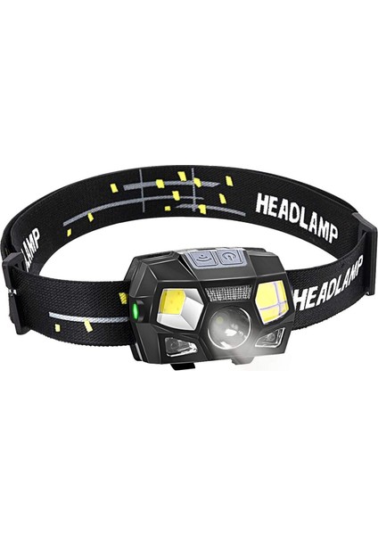 Farlar, 300 Lümen LED USB Şarj Edilebilir Güçlü Kafa Feneri, 5 Aydınlatma Modu, Ipx4 Su Geçirmez Hareket Sensörü ile Koşu Kamp Bisiklete Binme Dış Aydınlatma (Yurt Dışından)