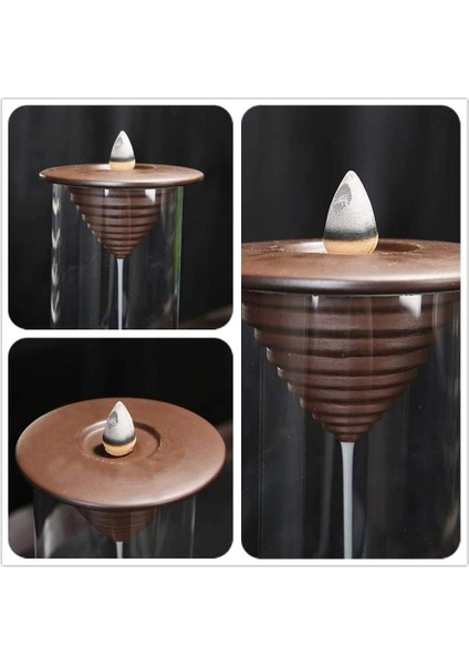 Geri Akış Tütsü Tutucu El Yapımı Seramik Tütsü Brülör, LED Işıkları ve Rüzgar Geçirmez Akrilik Kapak Ev Koku Dekor Aromaterapi Süsleme Için (Yurt Dışından)