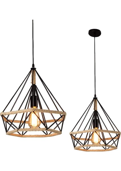 Retro Endüstriyel Tavan Işık Sarkıt, Vintage Edison Kafes Elmas Şekli Metal, Ayarlanabilir Kablo ile 80CM, Antik E27 Sarkıt Mutfak Yatak Odası Için (Ampul Dahil) (Yurt Dışından)