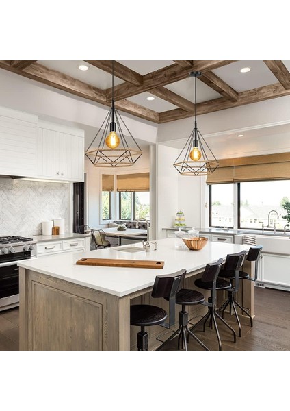 Retro Endüstriyel Tavan Işık Sarkıt, Vintage Edison Kafes Elmas Şekli Metal, Ayarlanabilir Kablo ile 80CM, Antik E27 Sarkıt Mutfak Yatak Odası Için (Ampul Dahil) (Yurt Dışından) indirimleri