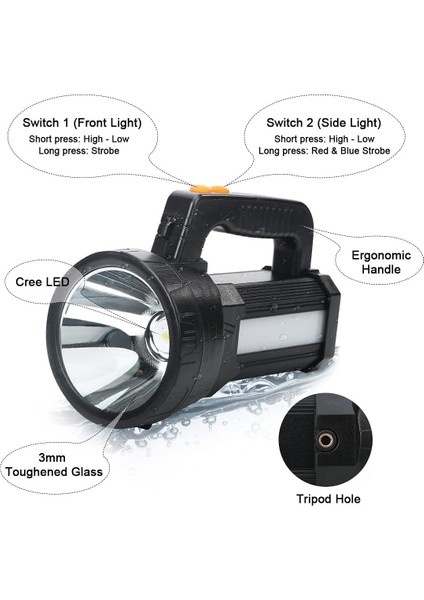 Üst 3 Inç -1 LED LED 9600 Mah / 11000 Lümen, Taşınabilir Kamp Lambası, Şarjlı Yaya ile Şarj Edilmiş El Feneri Şarj ve Şarj Cihazı (Yurt Dışından) fiyatları
