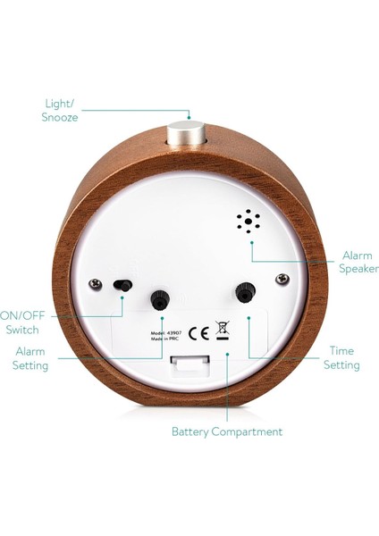 Ertelemeli Ahşap Analog Çalar Saat - Kadranlı Alarm Işığıyla Retro Saat - Sessiz Geçmeyen Vintage Ahşap Masa Saati (Yurt Dışından) indirimleri