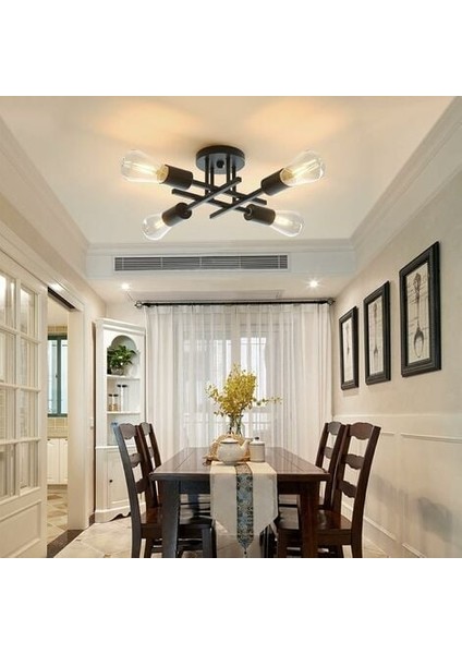 Vintage Endüstriyel Tavan Lambası 4 Işık Metal, Retro Tavan Lambası Sarkıt 4 Işık Oturma Odası Yatak Odası Mutfak Restoran Için Siyah Avizeler E27 (Ampul Yok) (Yurt Dışından) fiyatları