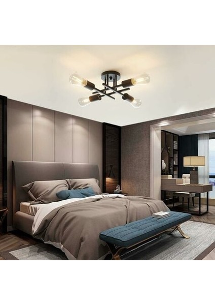 Vintage Endüstriyel Tavan Lambası 4 Işık Metal, Retro Tavan Lambası Sarkıt 4 Işık Oturma Odası Yatak Odası Mutfak Restoran Için Siyah Avizeler E27 (Ampul Yok) (Yurt Dışından) modelleri