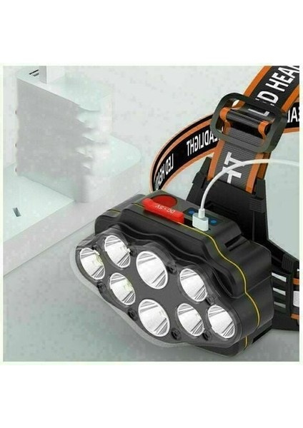 Süper Parlak 8 LED Far 2x Pilli USB Far Kamp, Balık Tutma, Mağara, Jogging ve Yürüyüş Için Su Geçirmez, Kullanımı Kolay (Yurt Dışından) fiyatları