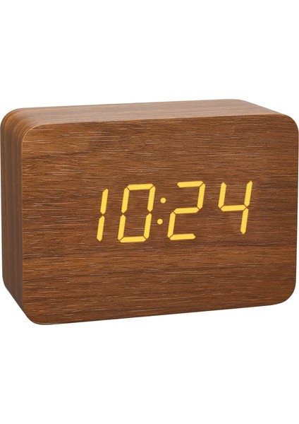Clocco Ahşap Görünümlü Kablosuz Çalar Saat, 60.2549.08, Plastik, Kahverengi / Turuncu (Yurt Dışından)