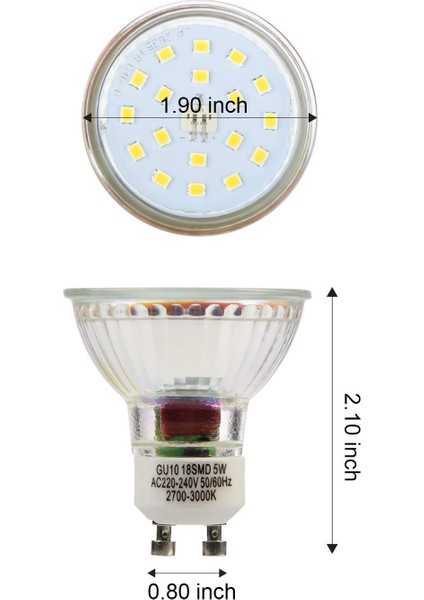 LED GU10, 5W, 60W'A Eşdeğer, 600LM, Sıcak Beyaz 2700K, 120° Geniş Işınlar, LED Spot Ampuller, 10'lu Paket (Yurt Dışından) fiyatları